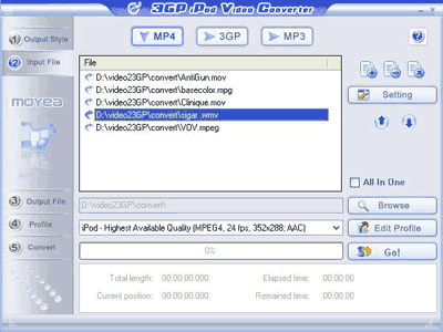 Screenshot of 3GP PSP iPod Video Converter 1.05