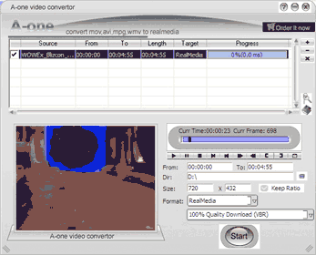 Screenshot of A-one Video Convertor 1.23