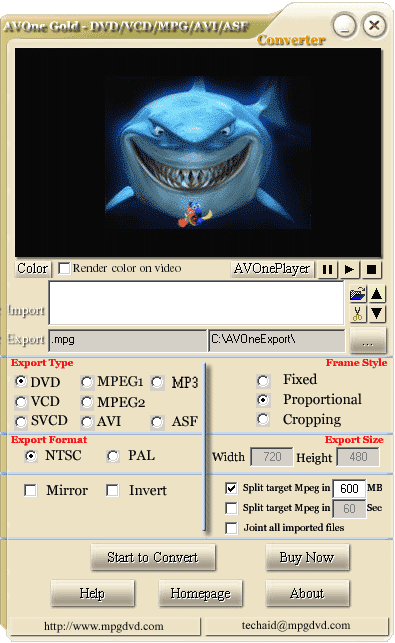 Screenshot of AVI DVD VCD SVCD MPEG Converter 3.4