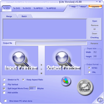 Screenshot of AVI to DVD VCD SVCD MPEG converter Lite