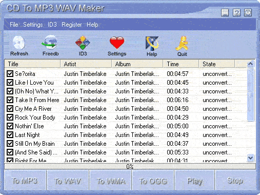 Screenshot of CD-to-MP3-WAV-Maker 2.0