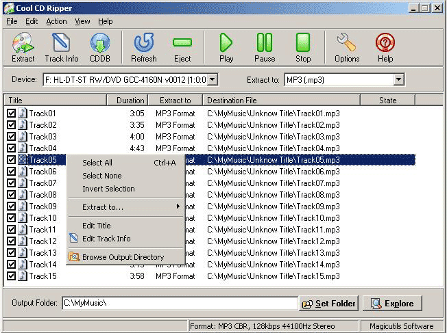 Screenshot of Cool CD Ripper 1.10