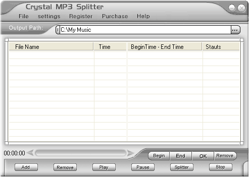 Screenshot of Crystal MP3 Splitter