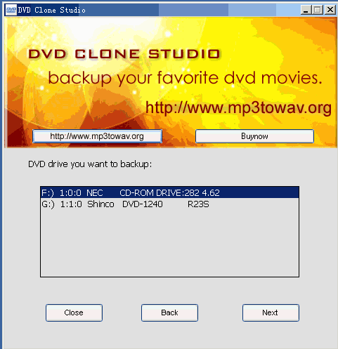 Screenshot of DVD Clone Studio 2.40