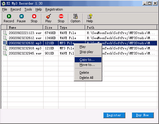 Screenshot of EZ Mp3 Recorder 1.30