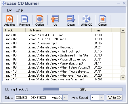Screenshot of Ease CD Burner