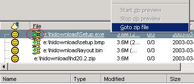 Goto zip file menu