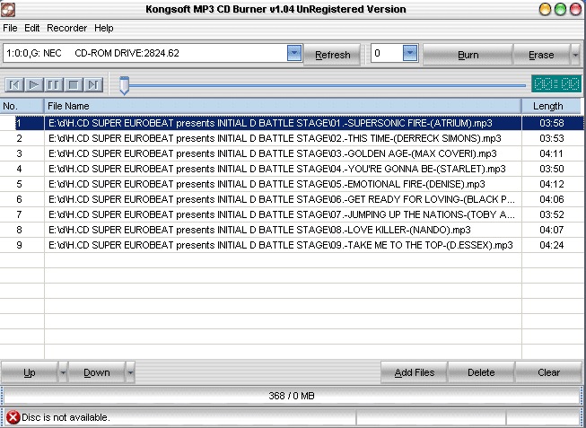 Screenshot of MP3 CD Burner