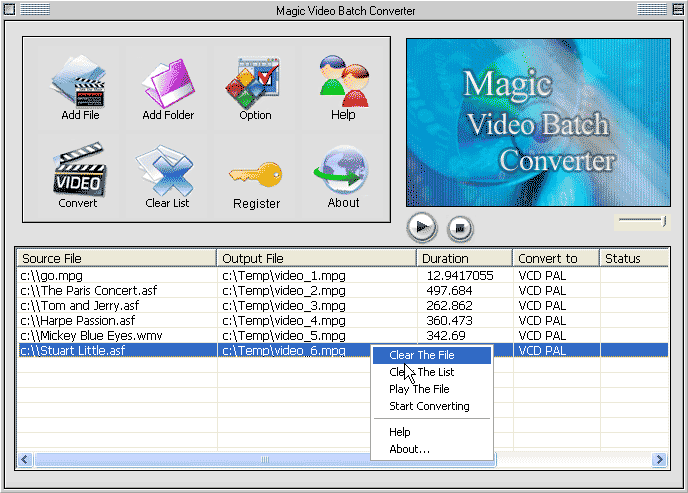 Screenshot of Magic Video Batch Converter
