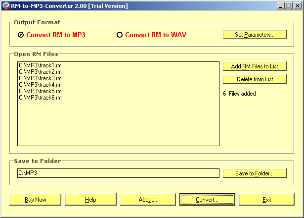 Screenshot of RM-to-MP3-Converter 2.0