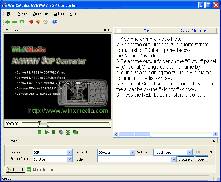 Screenshot of AVI/WMV 3GP Converter