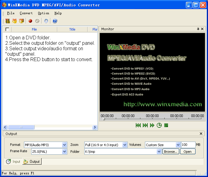 Screenshot of DVD MPEG AVI Audio Converter