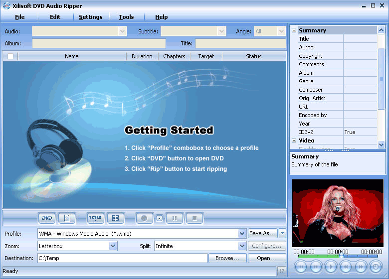 Screenshot of Xilisoft DVD Audio Ripper