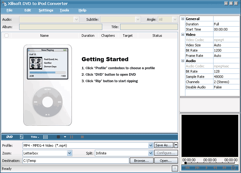 Screenshot of Xilisoft DVD to iPod Converter