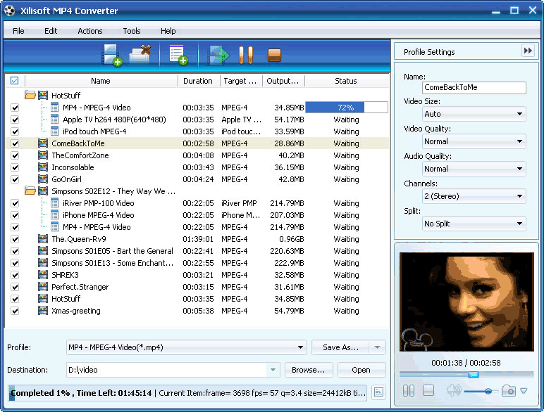 Screenshot of Xilisoft MP4 Converter